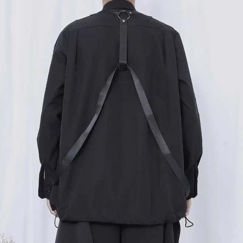 Комплект ARENS Techwear мужской в стиле панк черные брюки-карго рубашка с длинным