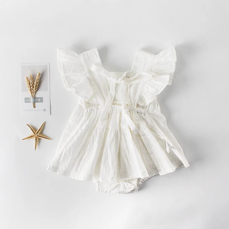 

2022 summer new girl baby flying sleeve romper baby cotton ha skirt jumpsuit romper