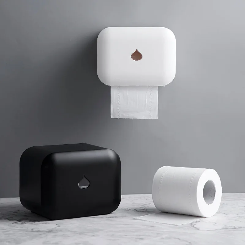 

Toilet Tissue Box Without Punching Creative Tissue Holder Bathroom Waterproof Roll Paper with Axis Hanging Tissue Box Plastic