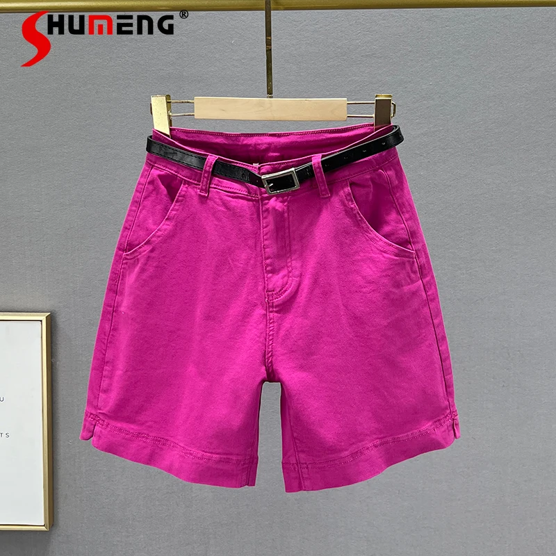 

Candy Color Denim Shorts Women Breeches 2022 New Summer Stretch Cotton High Waist Loose Slimming Casual Shorts Female Hot Pants