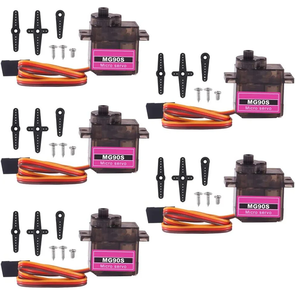 

5 PCS MG90S Servo 9G Micro Servo Motor Metal Geared Micro Servo Motor 9G Smart Robot Car Helicopter Plane Boat for Arduino