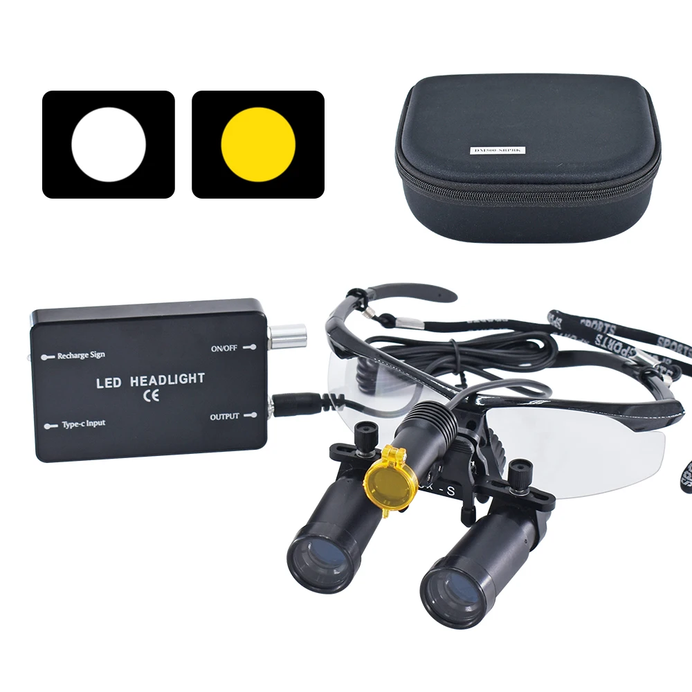 Медицинские 4X 5X 6X 8X бинокулярные лупы Den tal с защитными очками очки 360-460 мм лупа