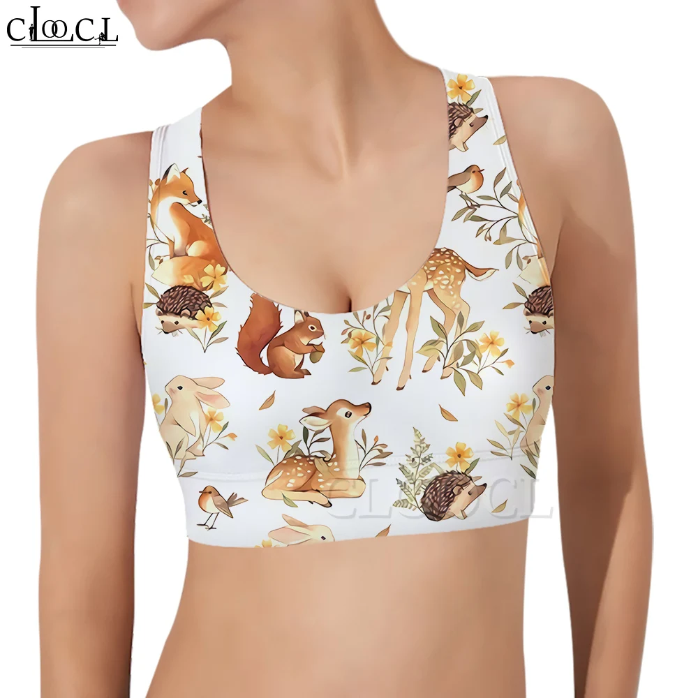 

Женский спортивный жилет CLOOCL, майка с 3D рисунком лесных животных, женские модные бюстгальтеры для йоги и фитнеса, сексуальная уличная одежд...