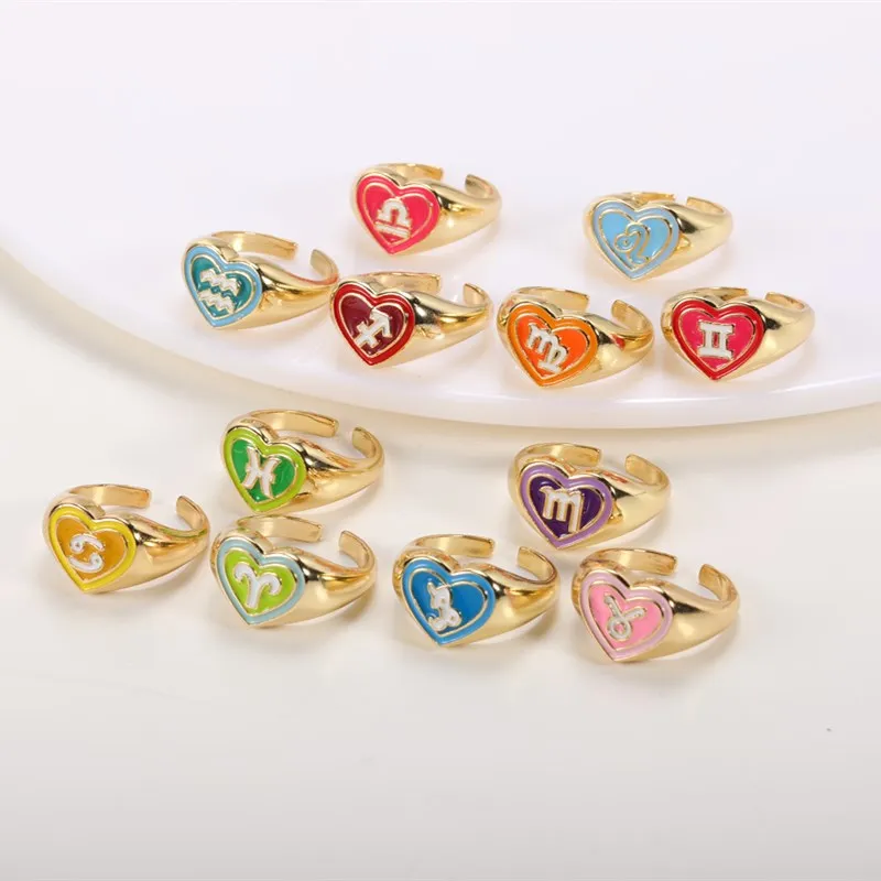 

Enameled Women's Ring 12 Constellation Rings Aesthetic Personality Stainless Steel Jewelry 2022 Gifts Free Shipping