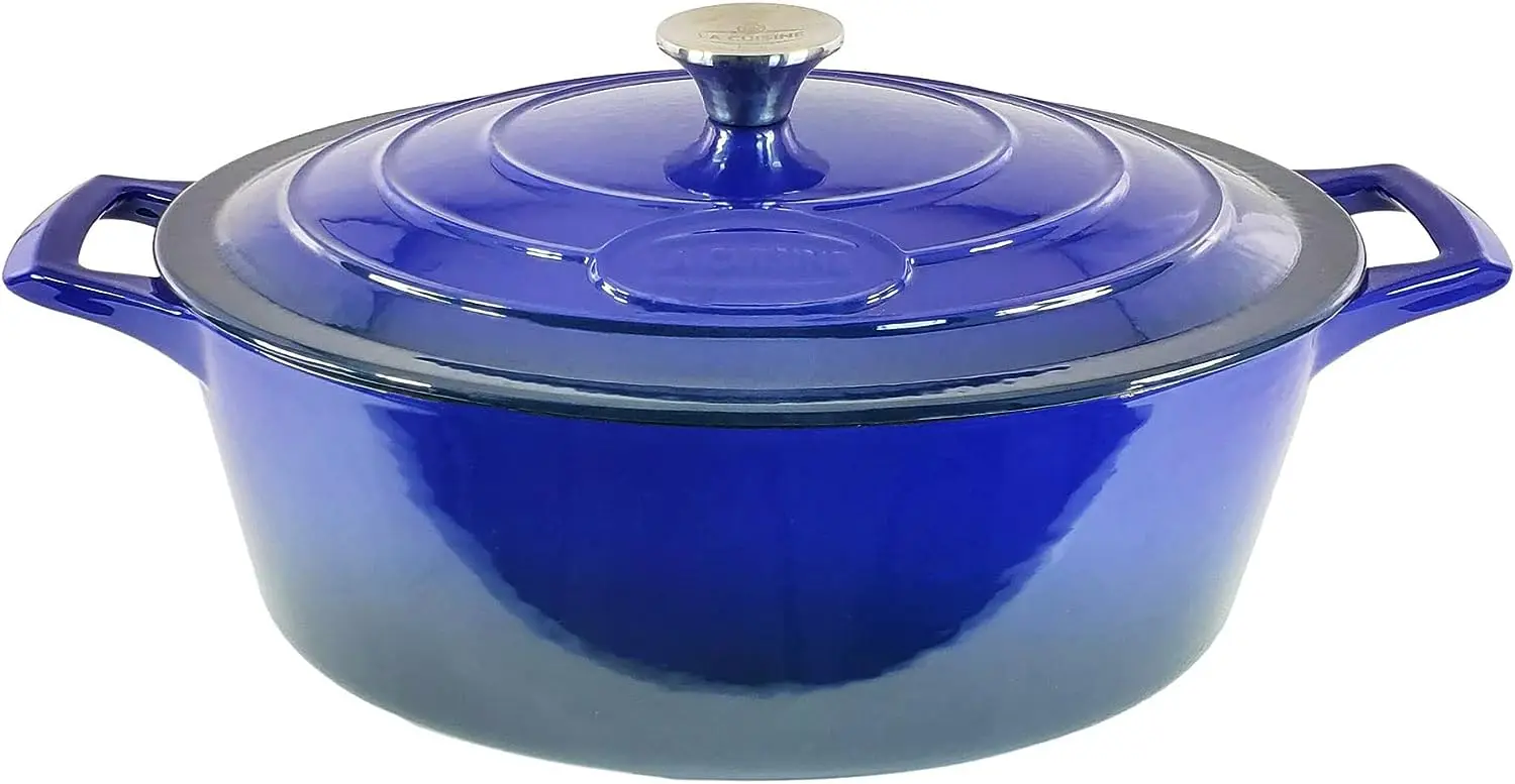 

Cuisine 6270 Enameled Cast Iron Covered Oval Dutch Oven Casserole Pot, 6.75 QT ( 6.5 Liter ) / 13x9.8x6.3\u201D ( 33x25x16 CM ).