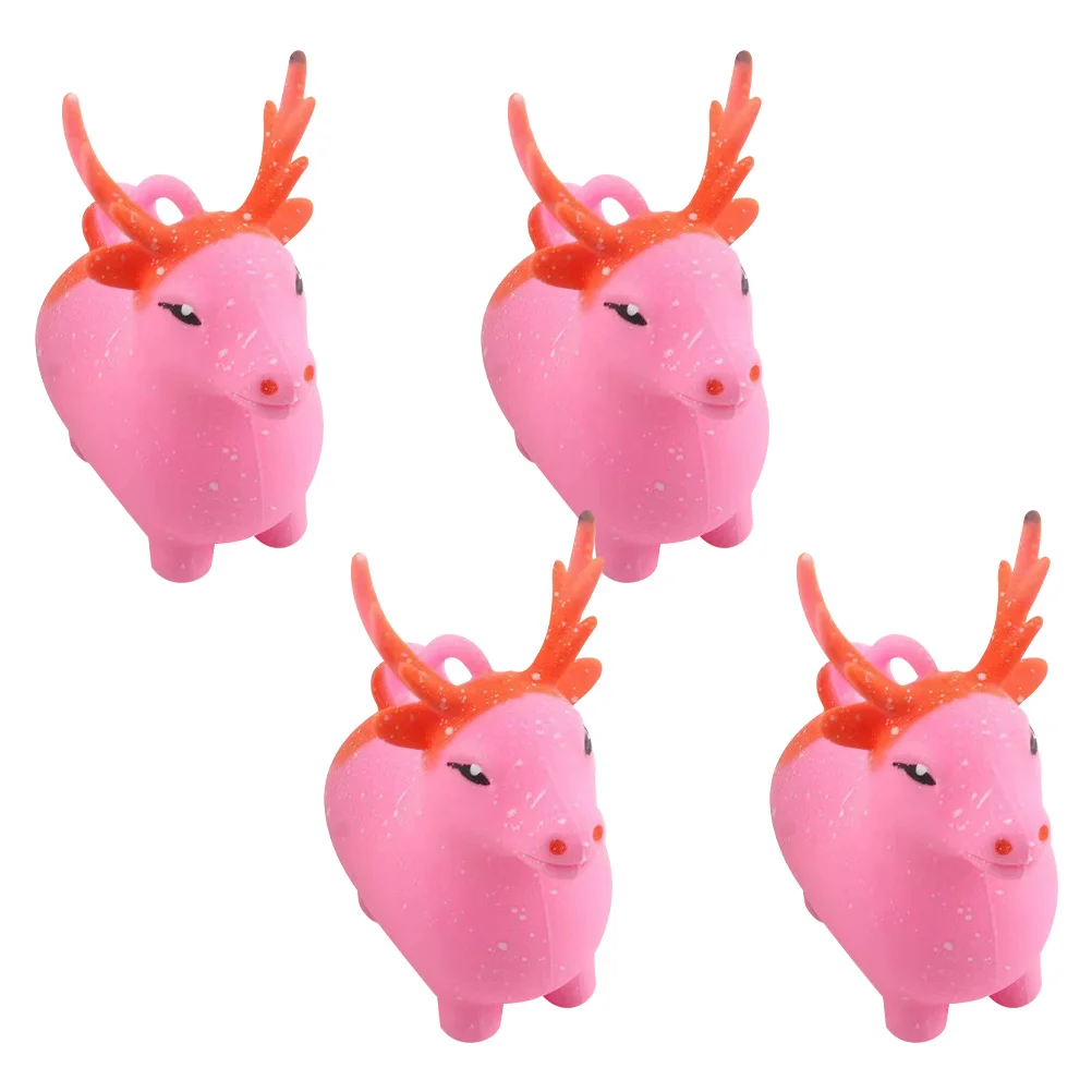 

4Pcs Christmas Themed for Kids Deer Shape Xmas Squeezer Random Color