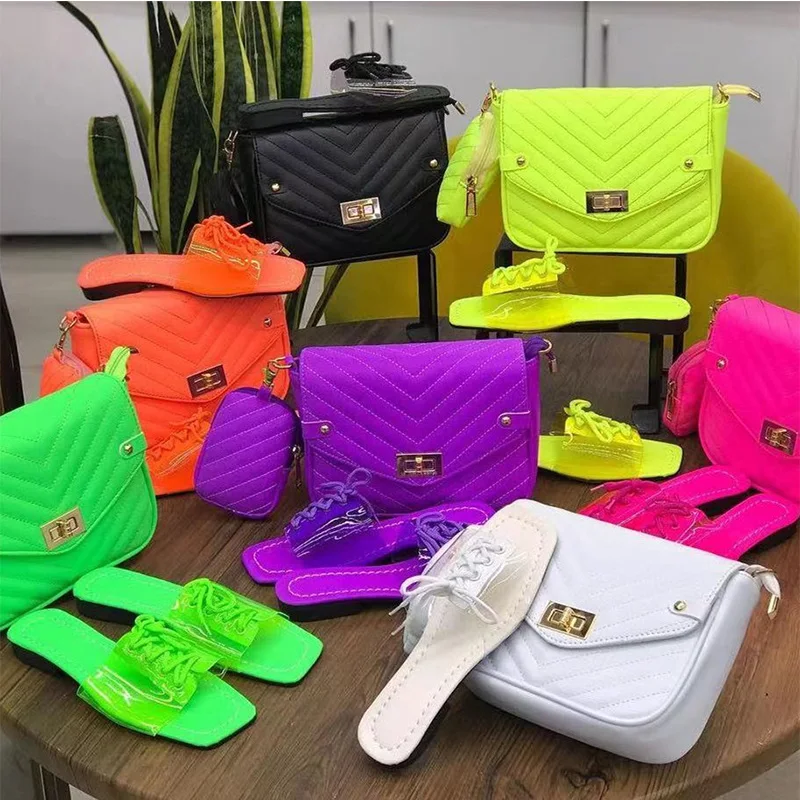 

Summer Casual Plus Size Women's Shoes Slippers Roman Flat Beach One-word Slippers Solid Color Luxury Outdoor Shoes Bag Set