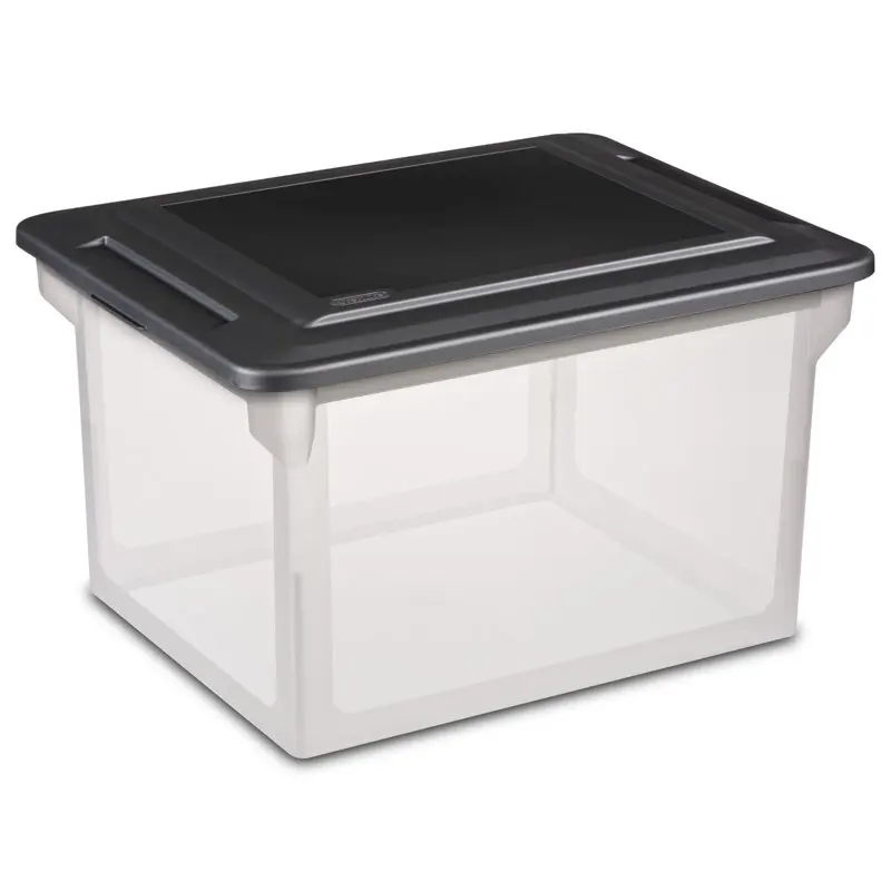 

Plastic Storage Bin/ File Box 18 1/2" L x 14" W x 11" H Black desk accessories