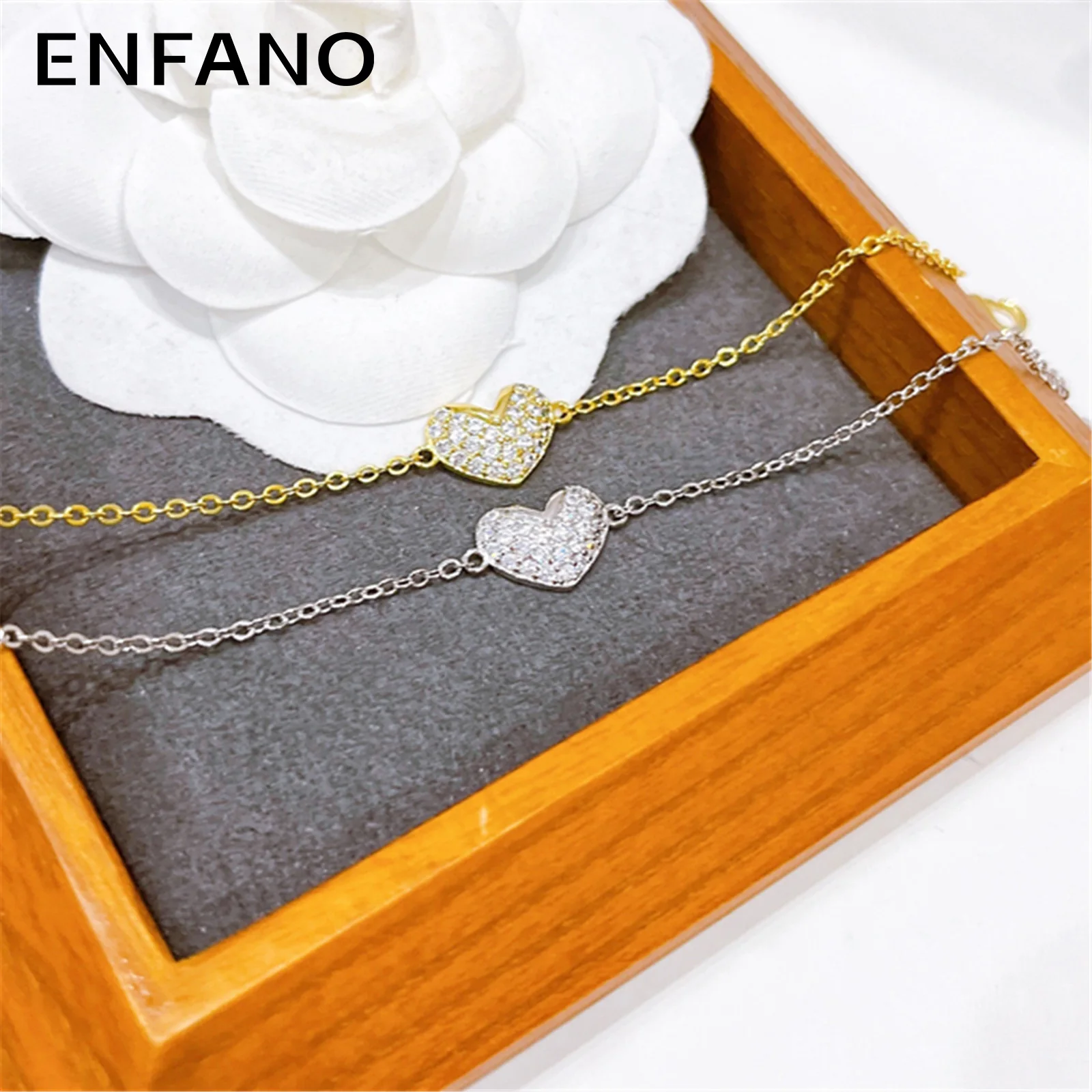 

Enfano нишевые ювелирные изделия браслет в форме сердца Простой холодный стиль подходящая ко всему пара