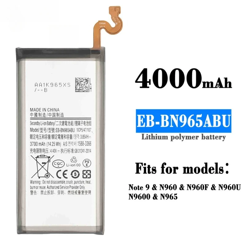 Аккумулятор для мобильного телефона 3 8 В 4000 мАч EB-BN965ABU Samsung Galaxy Note 9 N960U SM-N9600 SM-N960F