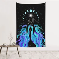 indian moon phase girl mandala tapestry wall hanging boho psychedelic bedroom girls kawaii room dorm hippie witchcraft decor