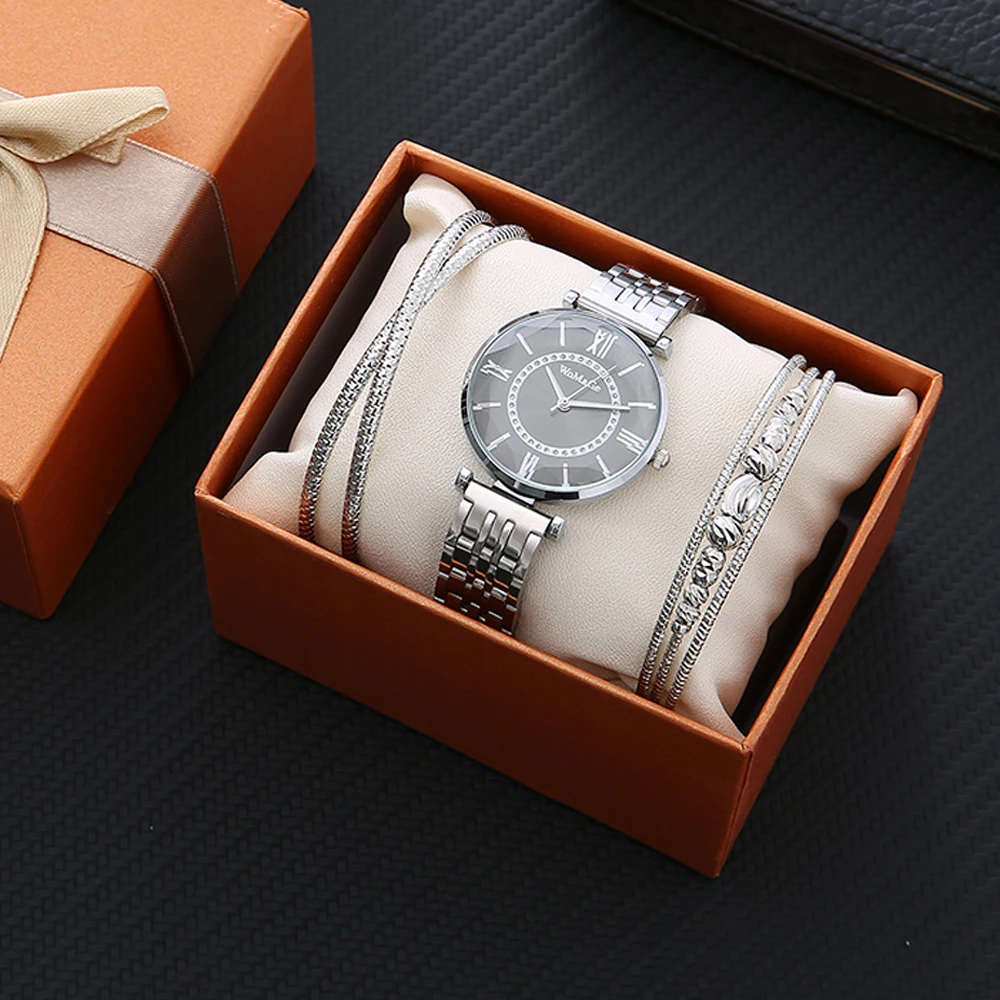 3Pcs Gift set box watches for women fashion design women's bracelet watches 2020 hot sale clock ladies dress  женские часы
