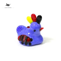 cute mini glass rooster figurine japan style colorful chicken cock tiny animal statue ornament fairy garden home christmas decor
