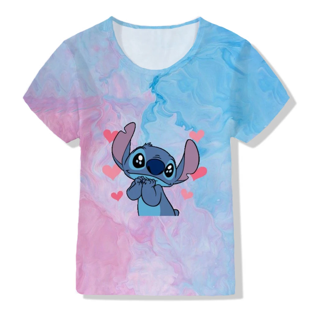

2022 Children's T-shirt Printed Children's Casual T-shirt Girls Cartoon Short Sleeve T-shirt Disney Series Stitch Top