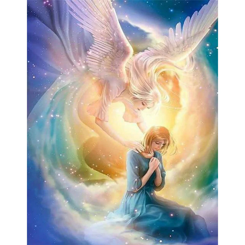 

Полностью квадратная круглая алмазная живопись, мультяшный ангел, стразы, украшение ручной работы для дома