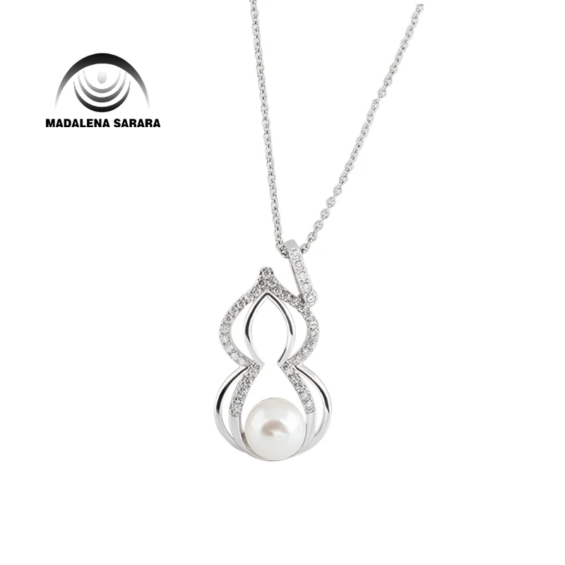 Цепочка с кулоном из пресноводного жемчуга, 8 мм, 2 цвета