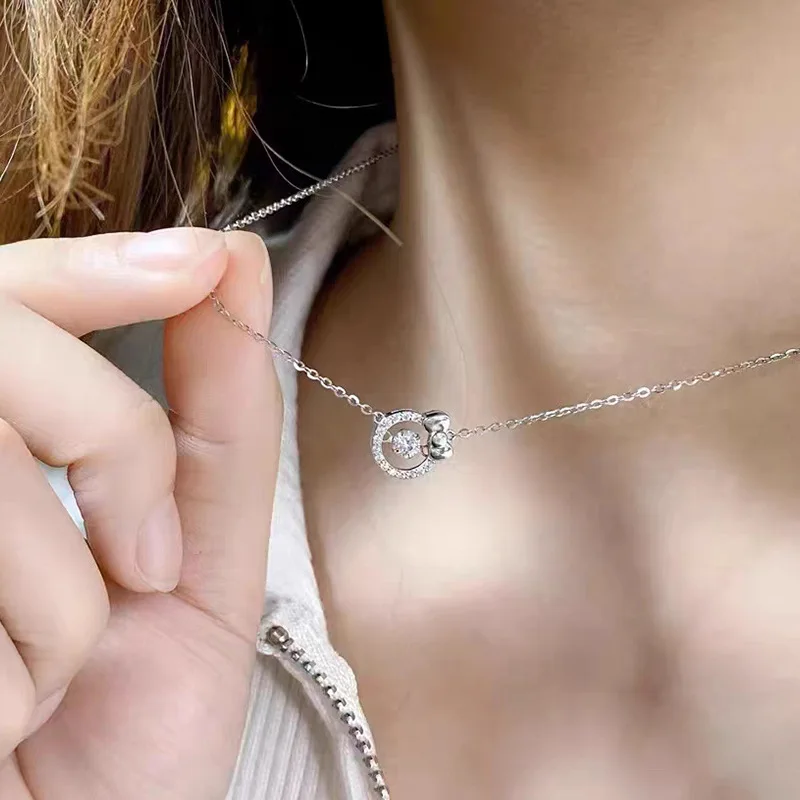 

Kawaii Sanrio Hello Kitty Cinnamoroll Cartoon Necklace Bracelets Cute Diamond Ribbon Pendant Necklace Girlfriend Bestie Gift