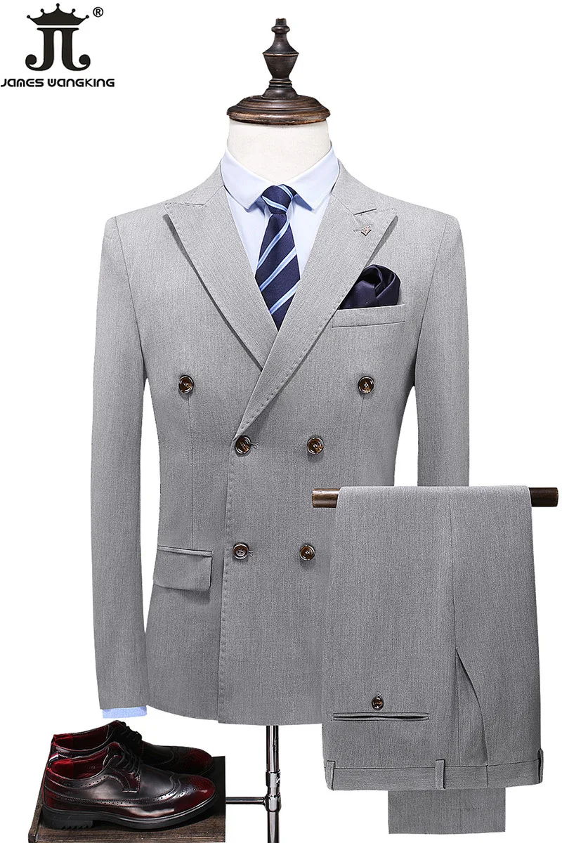 

(Пиджак + жилет + брюки) сценическое платье для выступлений Свадебный двубортный костюм для жениха высококачественные Брендовые мужские пов...