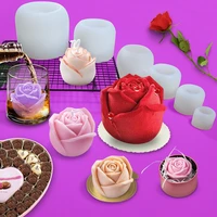 11 522 5 inch 3d rose shaped silicone mold chocolate pudding ice cube moulds cake mousse baking tray candle decoration tool