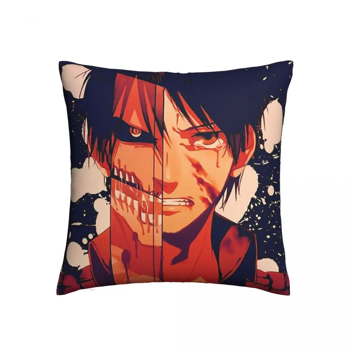 

Eren Throw Pillow Case Attack on Titan Backpack Cushions Covers DIY Printed Soft Sofa Decor