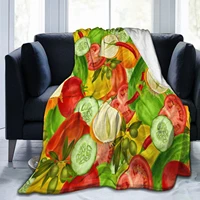 flannel blanket cover comfortable soft warm no pilling fleece tropical fruit watermelon cucumber vegetable hawaiian style sheet