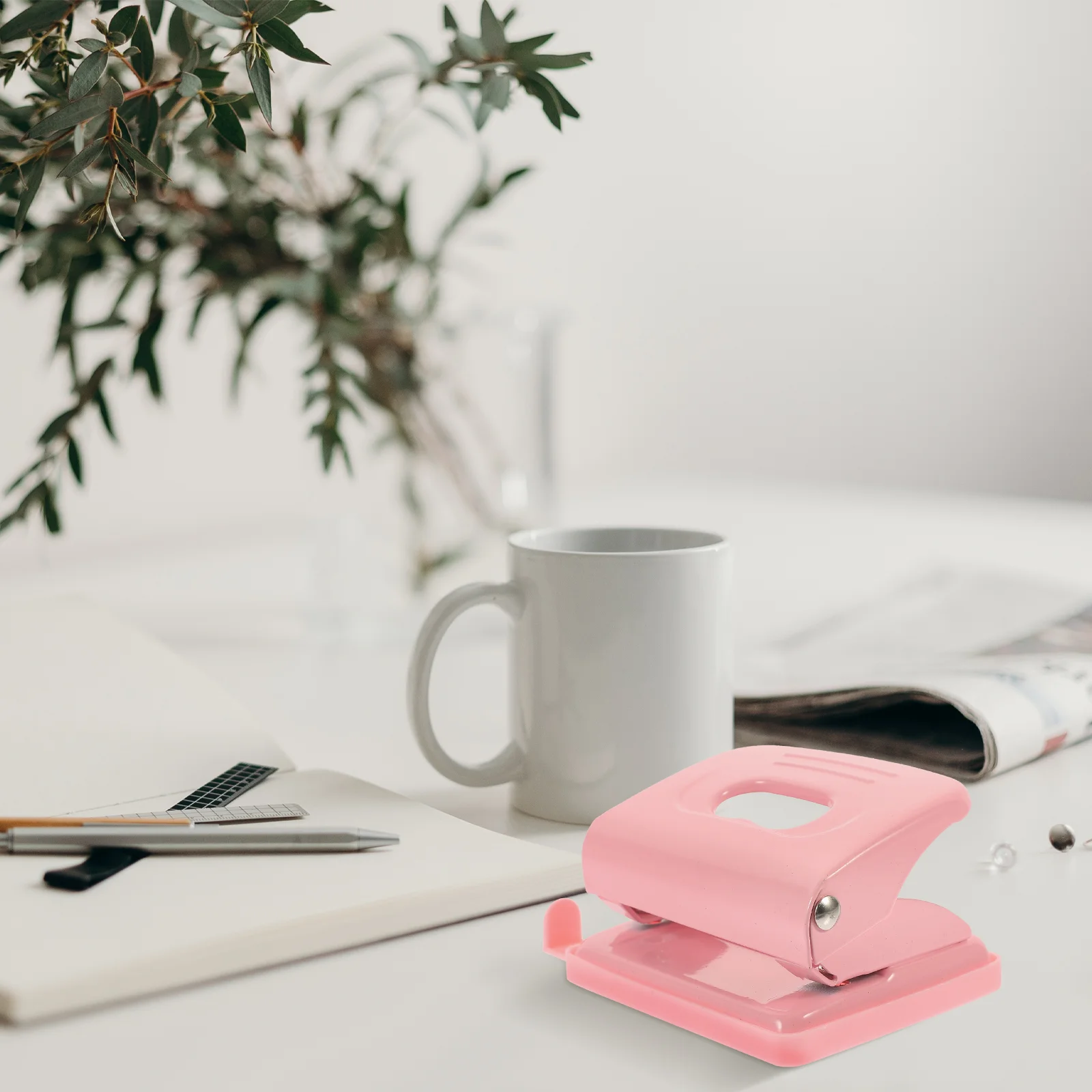 

Rose Gold Stapler Hand Adjustable Hole Puncher Paper Holes Tool Manual Loose Leaf Metal Office Breaker