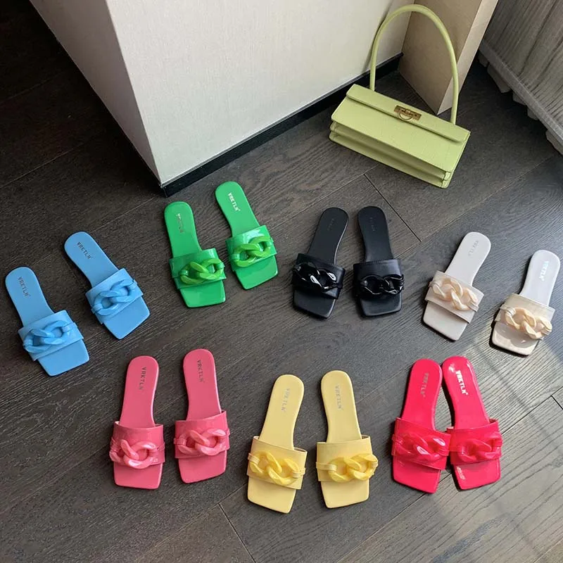

Plus Size Woman Slippers New Shoes Fashion Flats Ladies Slippers Female Slides Flip Flops Casual Outside Footwear For Lady