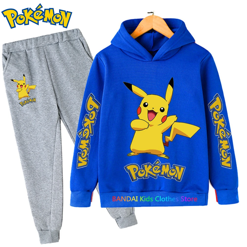 

Pokemon Pikachu Boy Girl Hoodie Suit Cotton Kids Hooded Sportswear Set Pants Boys Clothes 2 pez 4 5 6 7 8 9 10 11 12 13 14 Y