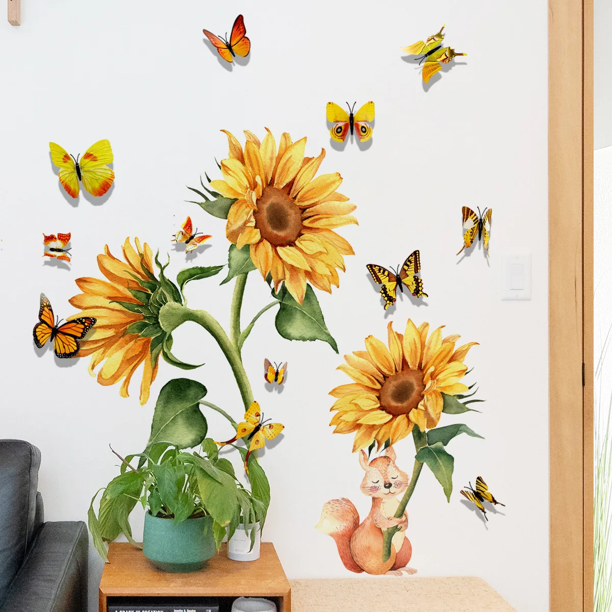 Zollor наклейки с подсолнухами Plus 12 трехмерные желтые бабочки украшение для комнаты