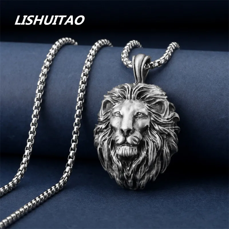 

Jewelry Men Seiko Fashion Lion Animal Pendant Titanium Steel Necklace Women Personality Hip Hop Punk Style Collarbone Chain