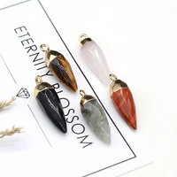 charms natural tiger eye stone pendant cone shape natural flash labradorites pendant for making diy jewerly necklace 8x25mm