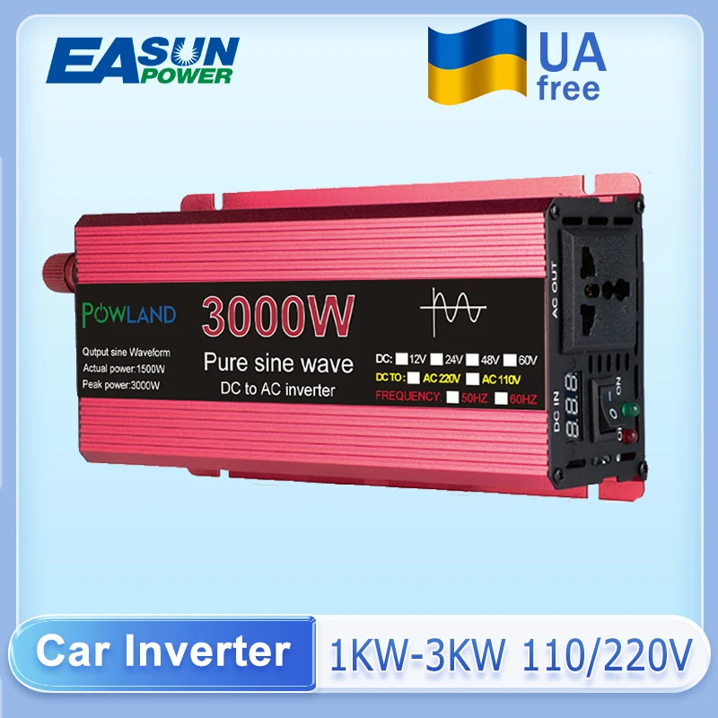 

Pure Sine Wave Inverter 12V 24V To 110V 220V Voltage 1000W 1600W 2200W 3000W Transformer Power Converter Solar Car Inverter