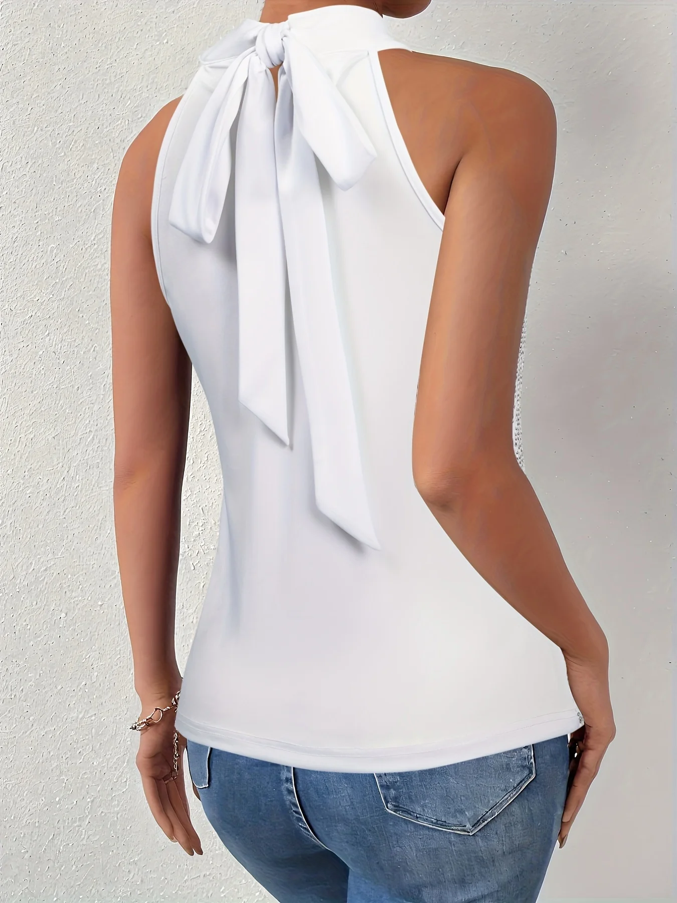 Белый и серебристый Топ с блестками элегантные блестящие блузки без рукавов для