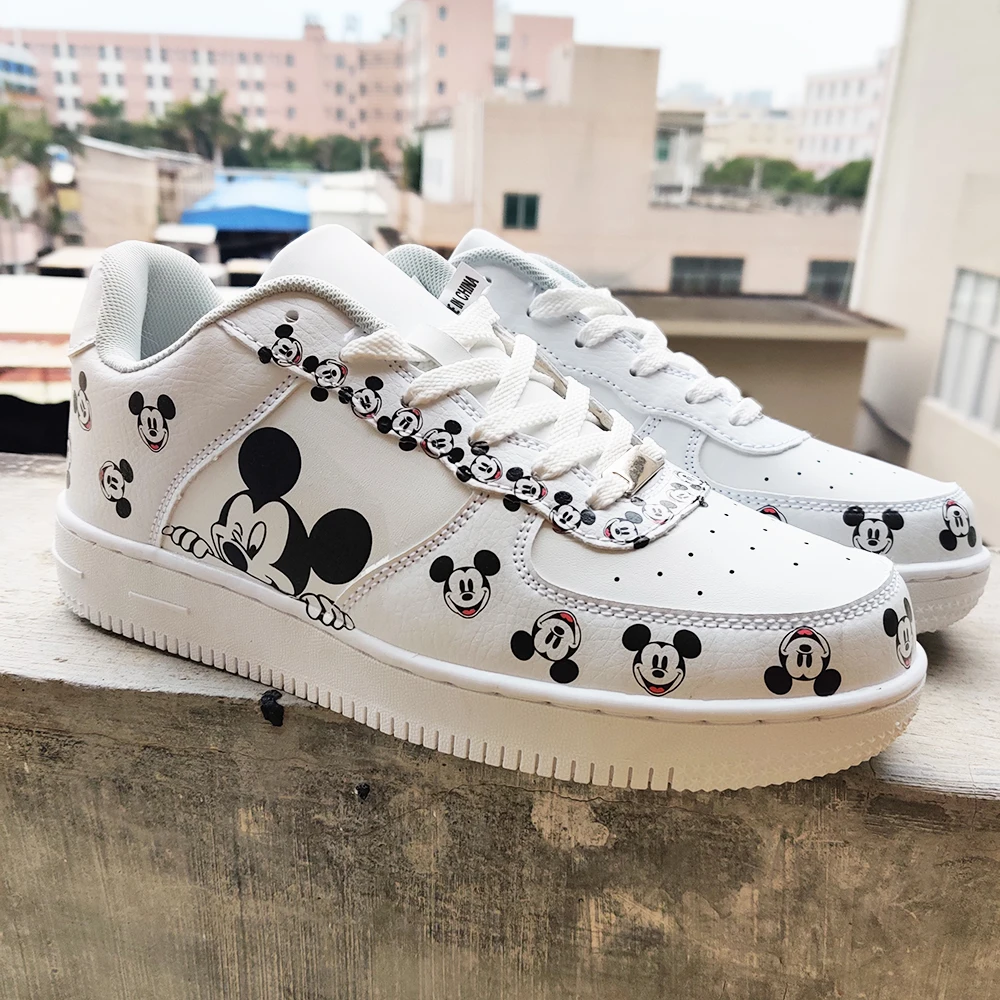 disney Mickey Mouse Sneakers Mens Womens Teenager Casual Shoes Canvas Running 3D Print Lightweight couple kateboarding shoes