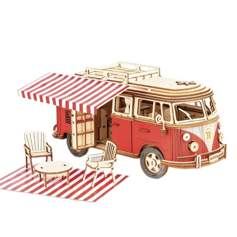 3D Car Wooden Volkswagen T1 Camper Truck Puzzle Handmade DIY