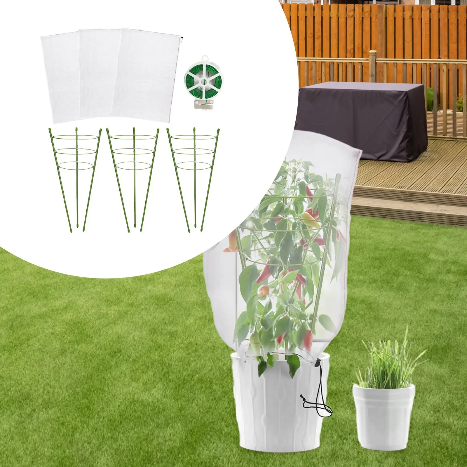 Томатные клетки для сада многоразовые с сеткой поддержки растений горшки арбуза