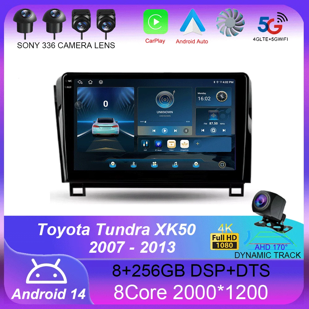 Для Toyota Tundra XK50 2007-2013 Carplay Auto 4G + WIFI GPS Автомобильный радиоприемник Навигация