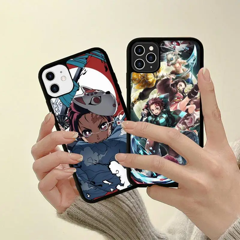 

Anime Demon Slayer Phone Case Silicone PC+TPU Case for iPhone 11 12 13 Pro Max 8 7 6 Plus X SE XR Hard Fundas