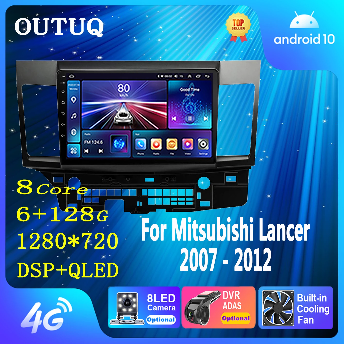 

Охлаждающий вентилятор, Android 10, без 2din, Dvd для Mitsubishi Lancer 10 CY 2007-2012, автомобильный радиоприемник, видеоплеер, GPS-навигация, стерео