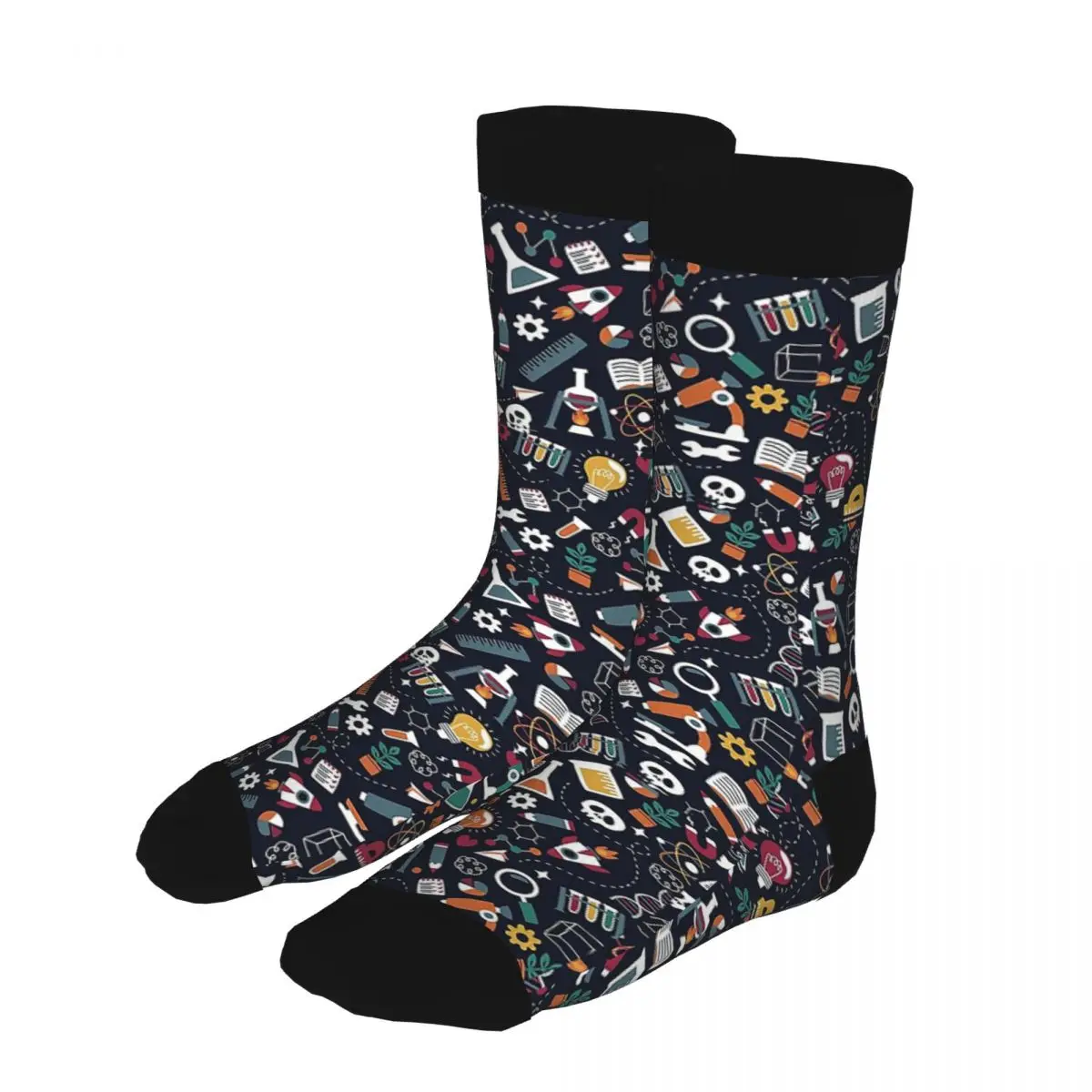 

Men Amazing Science Socks 5% Spandex Tops Vintage Socks Maths Physics Biology Lab Middle Tube Socks Original Men's Socks