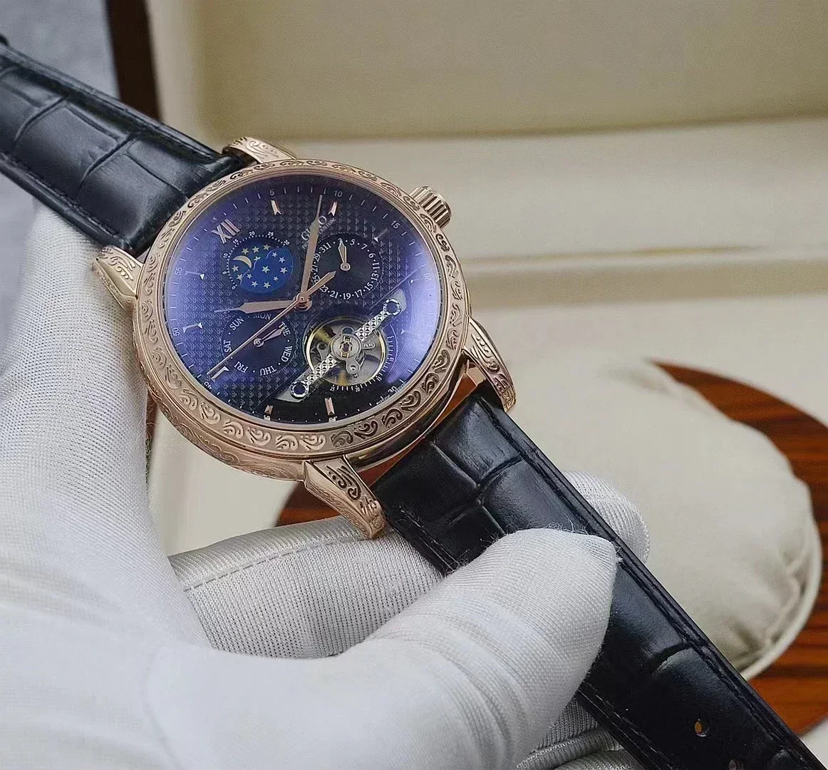 Новинка 2023 мужские автоматические механические часы розовое золото нержавеющая