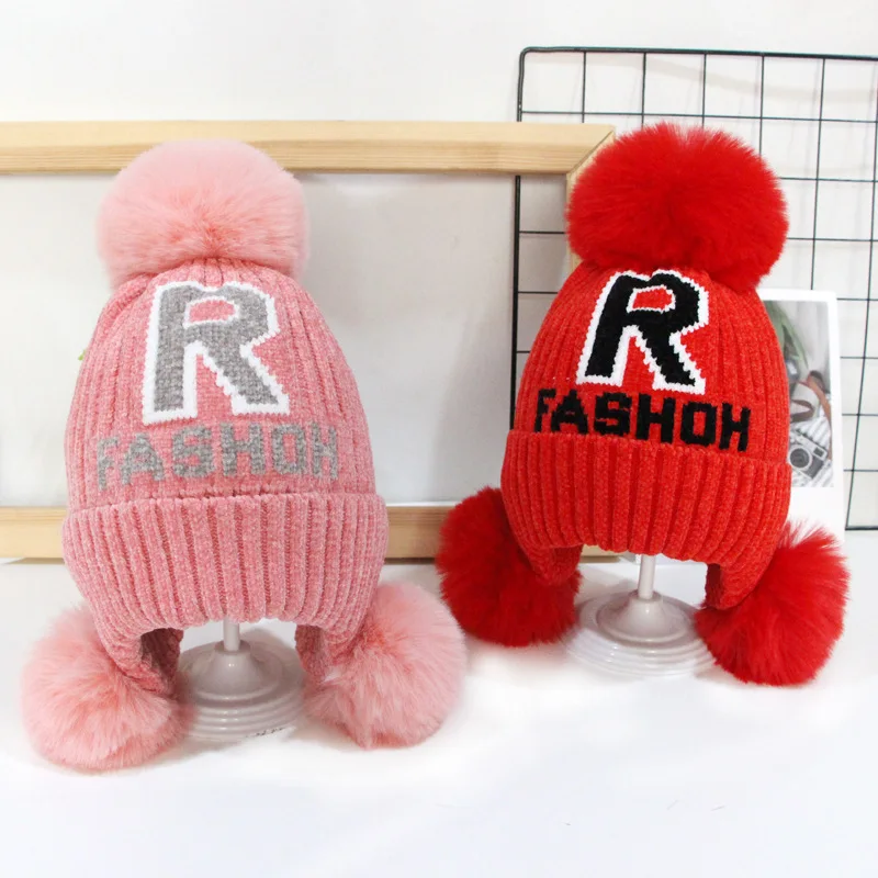 

Children Hats Fall Winter Cute Rabbit Ears Baby Keep Warm Knitted Hat