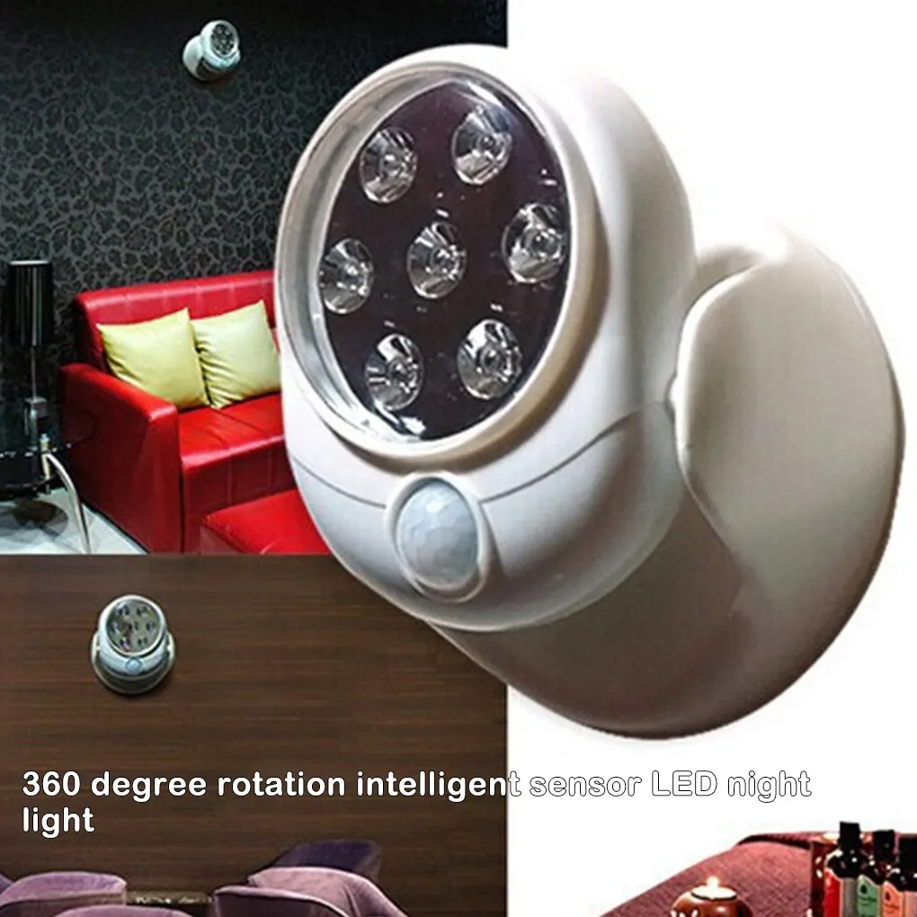 

Office Hotel 360 Degree Rotating Night Lamp Living Room Bedroom Courtyard Patio Garage Motions Sensor Wall Light