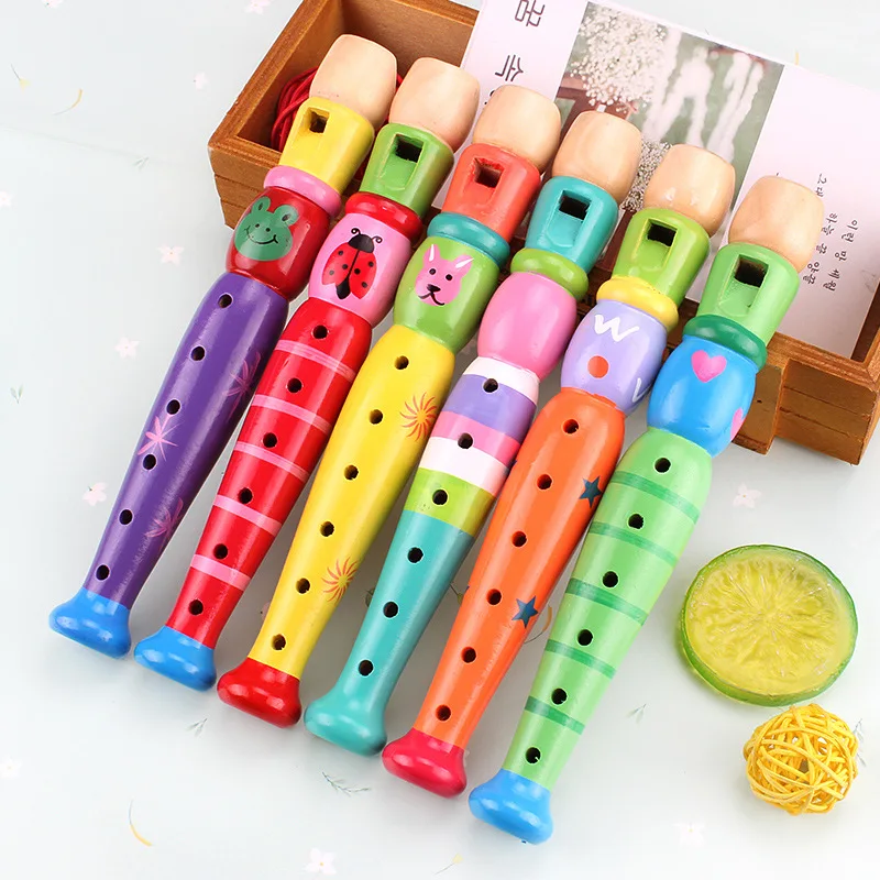 

Toy Musical Instrument Colorful Wooden Flute Trumpet Buglet Hooter Children Baby Learning Early Education Toys Kids Juguetes