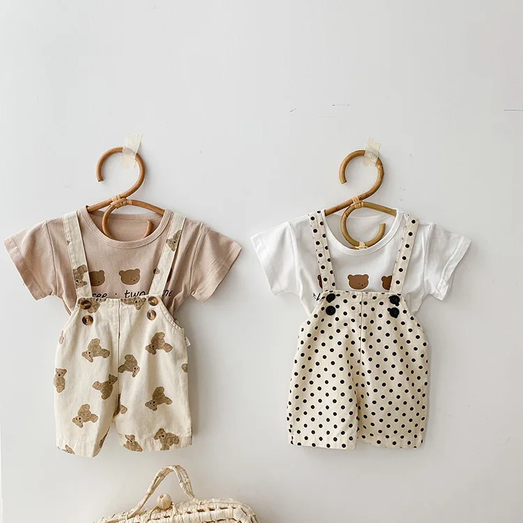 

Summer Toddler Short Sleeve Baby Clothes Set Cartoon Printed Infant Overalls Suit Baby Boy T-Shirt Suit Baby Girl 0-3Y Outfits