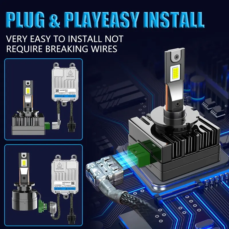 Carshark D1s D3s D4s D2s Светодиодные Лампы Для Фар Canbus 100w 60000lm Супер Яркие 1:1 Ксеноновые