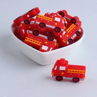 2130mm 10pclot food grade silicone fire truck beads baby teething pacifier chain diy accessories safe nursing chewing bpa free