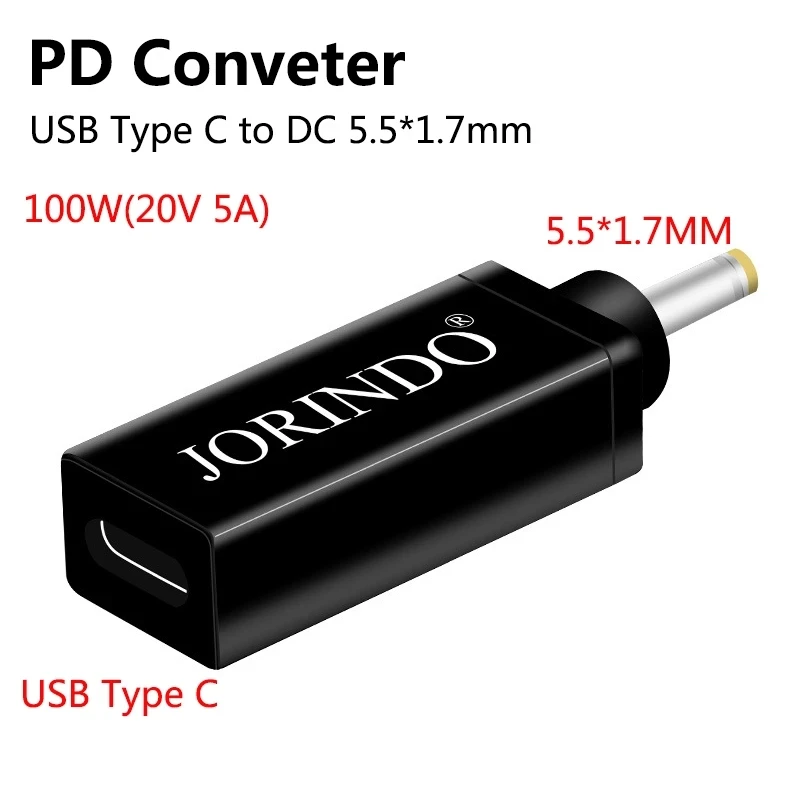 

USB Type C мама в DC 5,5*1,7 мм папа PD приманка катушка триггера разъем 100 Вт Быстрая зарядка для ноутбуков Разъем адаптер питания конвертер