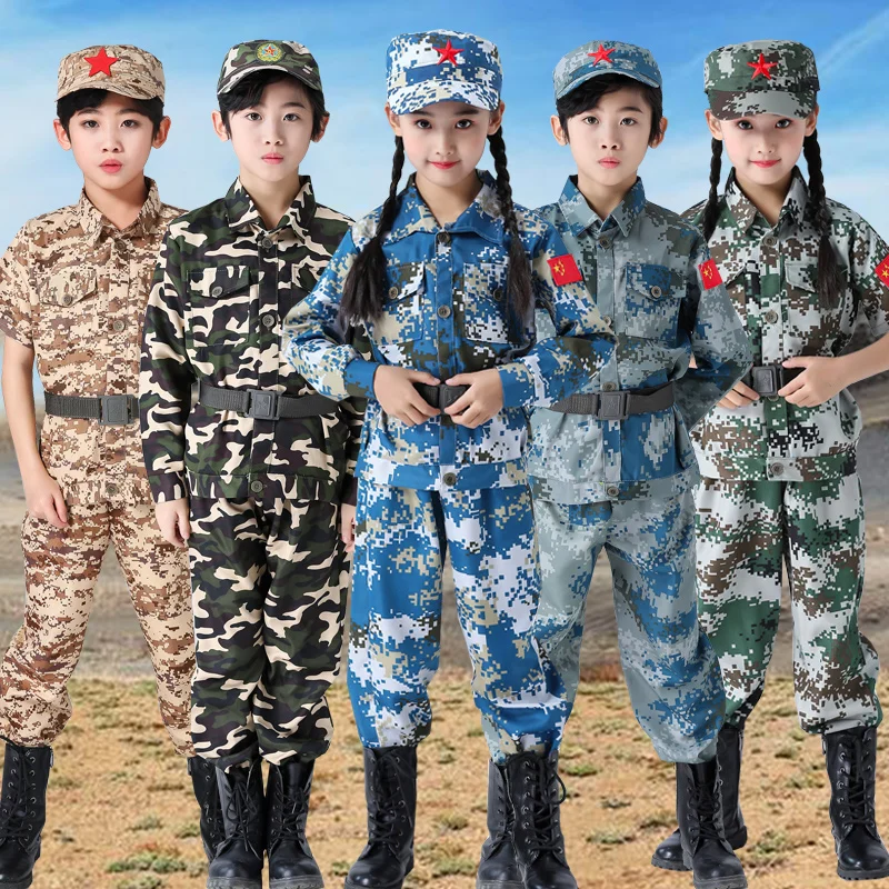 Boys Military Training Uniforms Children Combat Tactical Camouflage Summer Camp Party Costumes Kids Girlshalloween Army Suits
