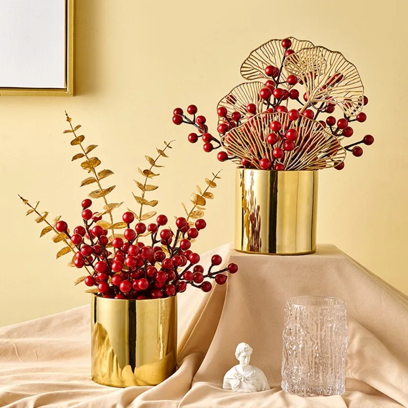 

Storage Bin Gold-plated Ceramics Vase for Home Decor Ins Light Luxury Modern Living Room Bedroom Office Home Decoration